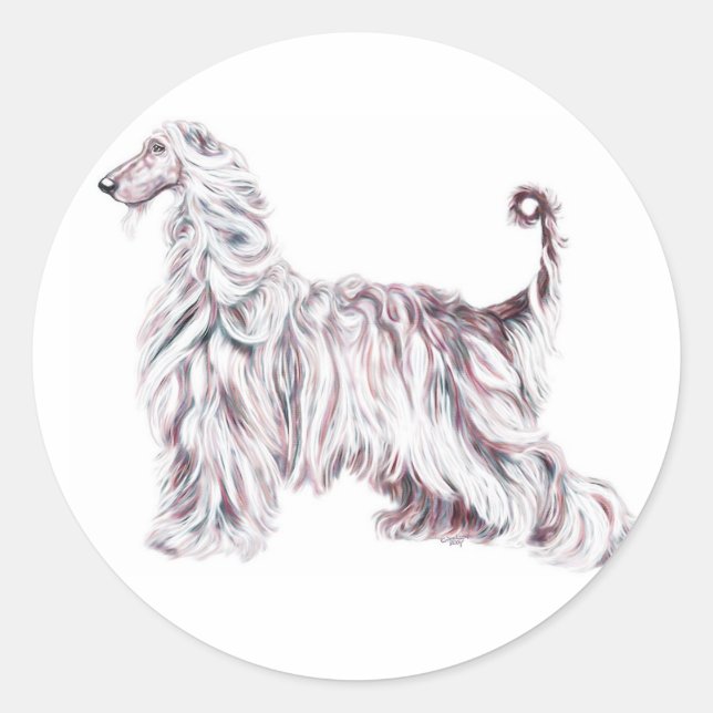Afghan Hound Elegance Runder Aufkleber (Vorderseite)