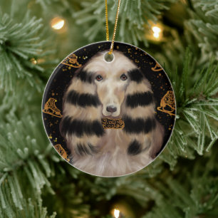 AFGHAN HOUND GOLD KERAMIK ORNAMENT