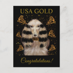 AFGHAN HOUND GOLD  POSTKARTE