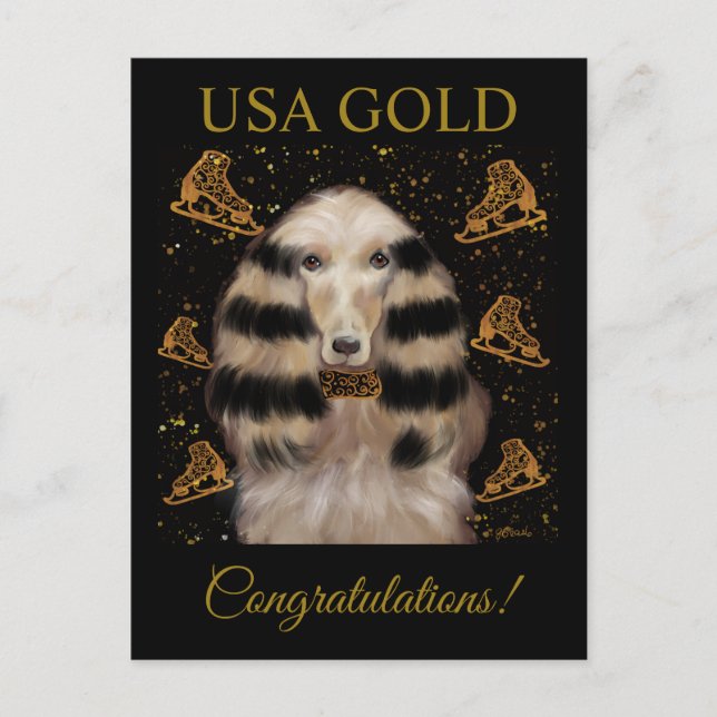 AFGHAN HOUND GOLD  POSTKARTE (Vorderseite)