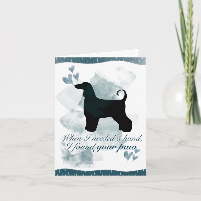 Afghan Hound Grußkarte in blau Karte (Vorderseite)