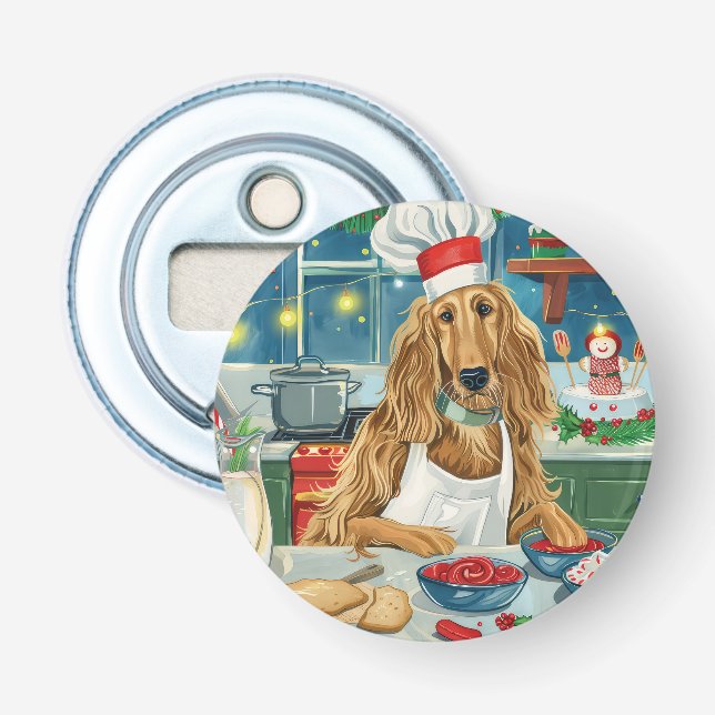 Afghan Hound Holiday Baking: Feierliche Weihnachte Flaschenöffner (Vorderseite)
