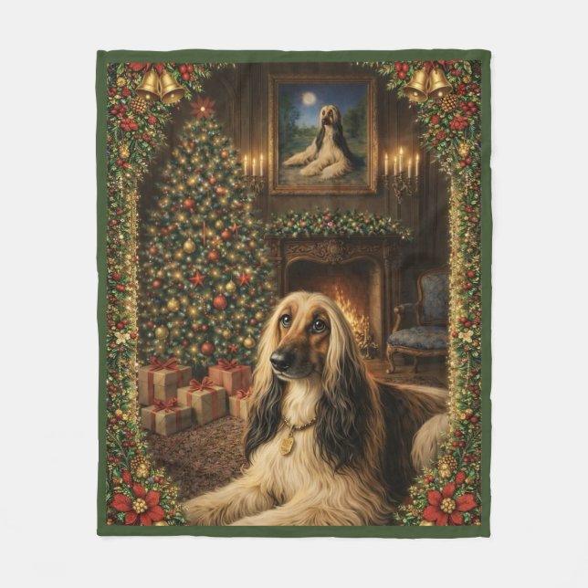 Afghan Hound Holiday Christmas Throw Blanket Fleecedecke (Vorderseite)
