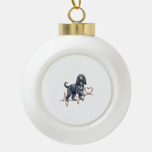 Afghan Hound Hund Herzschlag Linie Herz Keramik Kugel-Ornament