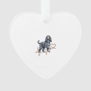 Afghan Hound Hund Herzschlag Linie Herz Ornament
