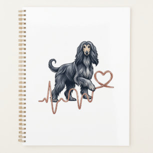 Afghan Hound Hund Herzschlag Linie Herz Planer