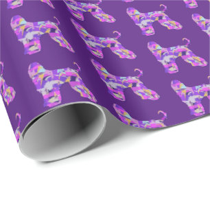 Afghan Hound Hund Silhouette Farbenfroh Lila Geschenkpapier