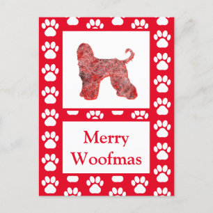 Afghan Hound Hund Silhouette Red Frohe Weihnachten Postkarte