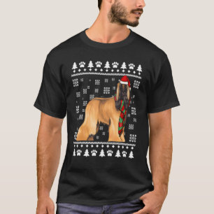 Afghan Hound Hund Weihnachtsmann Hut Xmas Hässlich T-Shirt