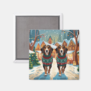 Afghan Hound Hunde Weihnachten Schnee Urlaub Magnet