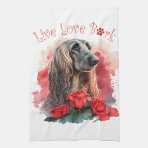 Afghan Hound Hundemama Blumen Geschirrtuch