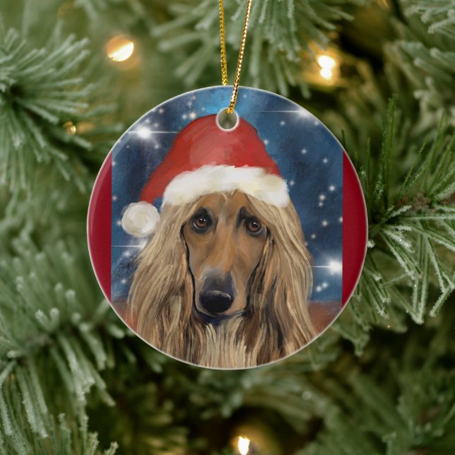 AFGHAN HOUND KERAMIK ORNAMENT (Baum)