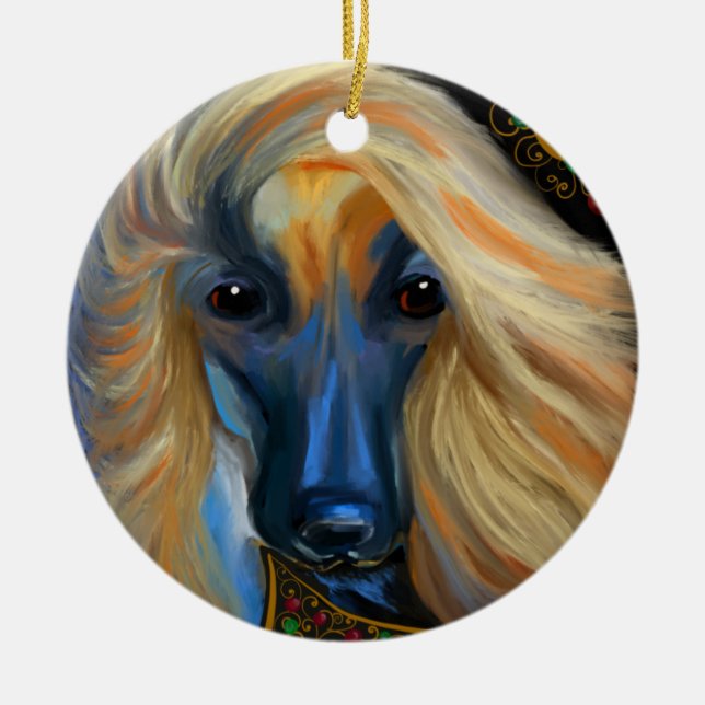 Afghan Hound Keramik Ornament (Vorne)