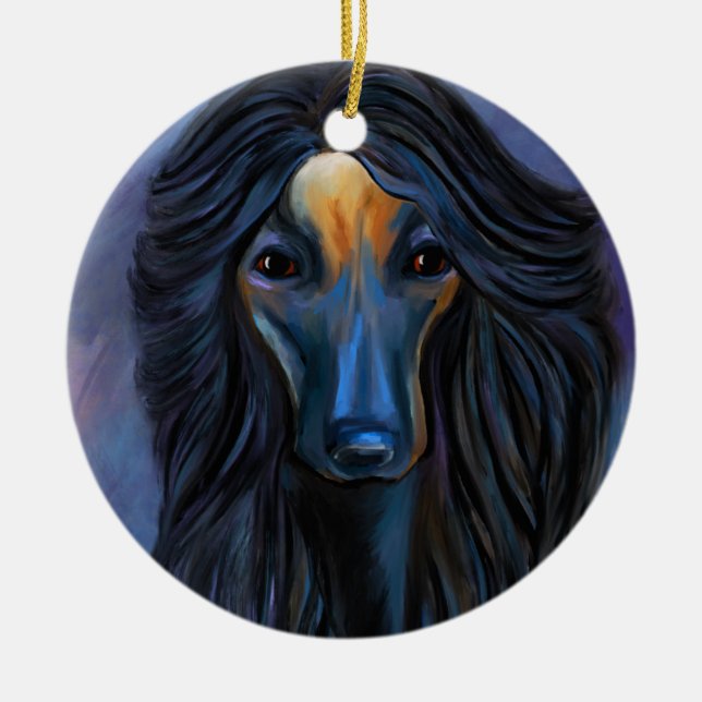 Afghan Hound Keramik Ornament (Vorne)