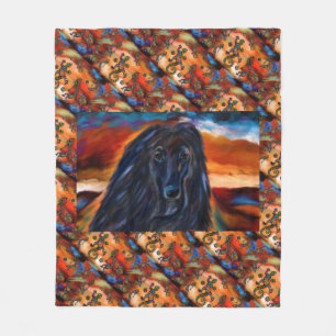 Afghan Hound Kokopelli Kunst-Malerei Fleecedecke