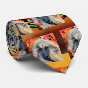 Afghan Hound Kokopelli Kunstmalerei          Krawatte
