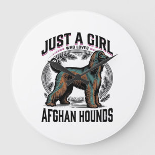 Afghan Hound Liebhaber Vintage Hundemutter-Shirt D Große Wanduhr