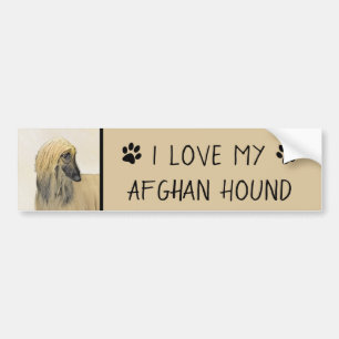 Afghan Hound Malerei - Niedliche Original Dog Art Autoaufkleber