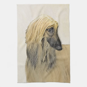 Afghan Hound Malerei - Niedliche Original Dog Art Geschirrtuch