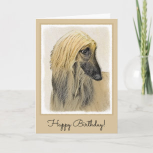 Afghan Hound Malerei - Niedliche Original Dog Art Karte