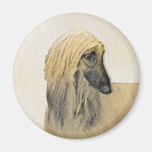 Afghan Hound Malerei - Niedliche Original Dog Art Magnet