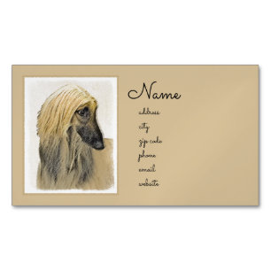Afghan Hound Malerei - Niedliche Original Dog Art Magnetische Visitenkarte