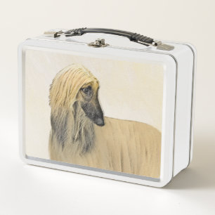 Afghan Hound Malerei - Niedliche Original Dog Art Metall Brotdose