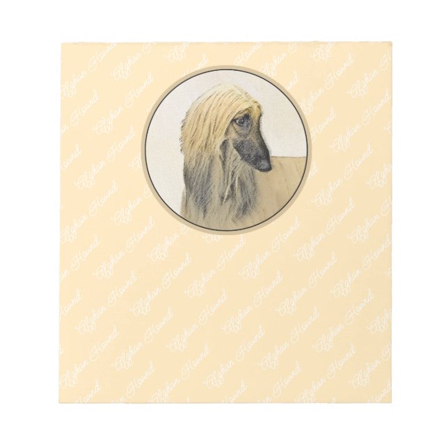 Afghan Hound Malerei - Niedliche Original Dog Art Notizblock (Vorderseite)