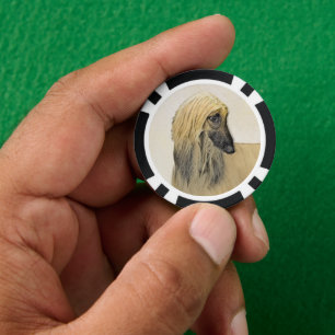 Afghan Hound Malerei - Niedliche Original Dog Art Pokerchips