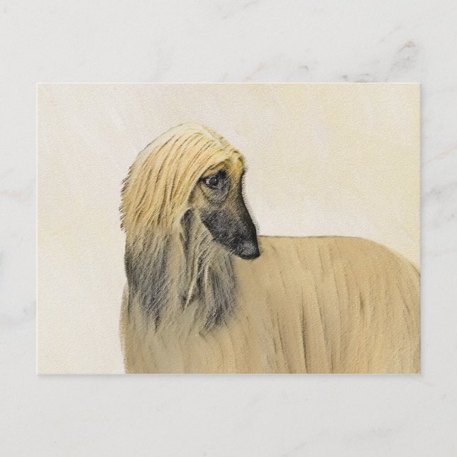 Afghan Hound Malerei - Niedliche Original Dog Art Postkarte (Vorderseite)