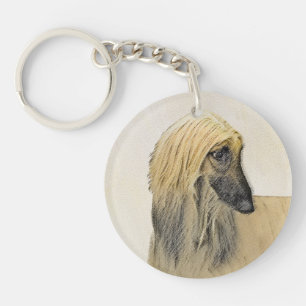 Afghan Hound Malerei - Niedliche Original Dog Art Schlüsselanhänger