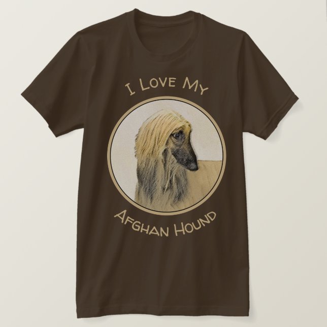 Afghan Hound Malerei - Niedliche Original Dog Art T-Shirt (Design vorne)
