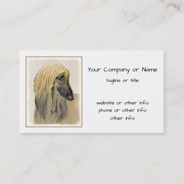 Afghan Hound Malerei - Niedliche Original Dog Art Visitenkarte (Vorderseite)