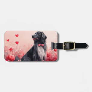 Afghan Hound mit Rosen - Valentinstag  Gepäckanhänger