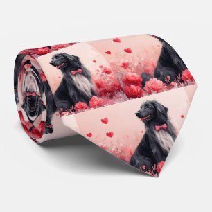 Afghan Hound mit Rosen - Valentinstag  Krawatte