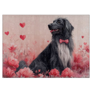 Afghan Hound mit Rosen - Valentinstag  Schneidebrett