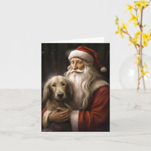 Afghan Hound mit Santa Claus Festive Weihnachten Karte