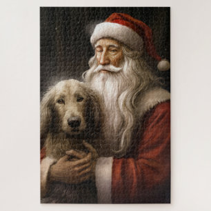 Afghan Hound mit Santa Claus Festliches Weihnachte