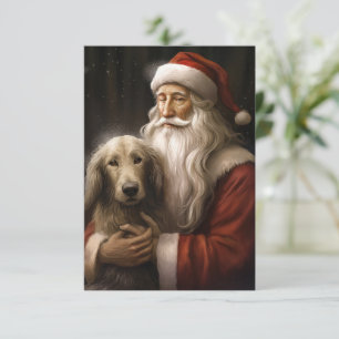 Afghan Hound mit Santa Claus Festliches Weihnachte Karte