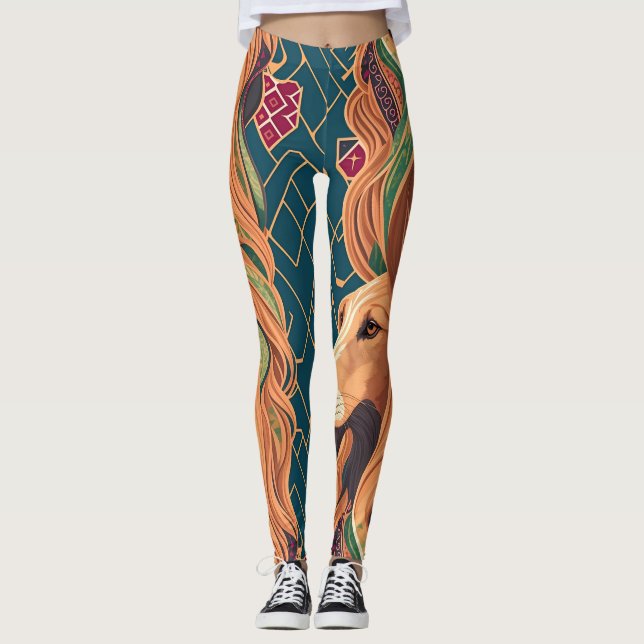 Afghan Hound Mosaik Personalisiertes Muster Leggings (Vorderseite)