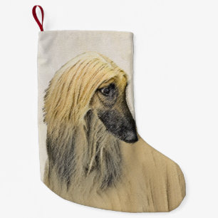 Afghan Hound Painting - Niedliche Original Hund Ar Kleiner Weihnachtsstrumpf