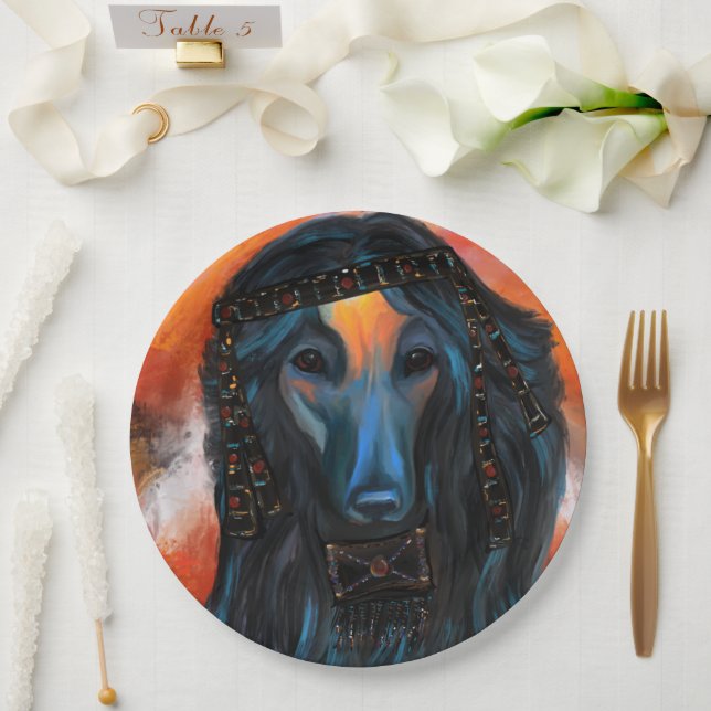 Afghan Hound Pappteller (Hochzeit)