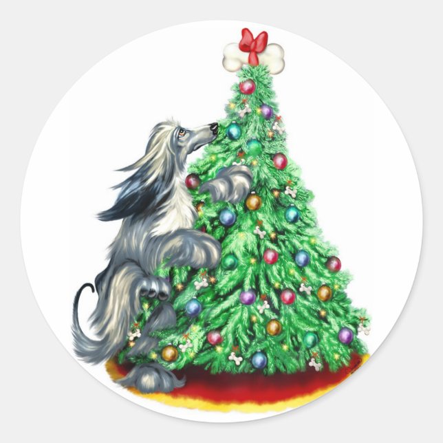 Afghan Hound Reach Goals Blue Runder Aufkleber (Vorderseite)