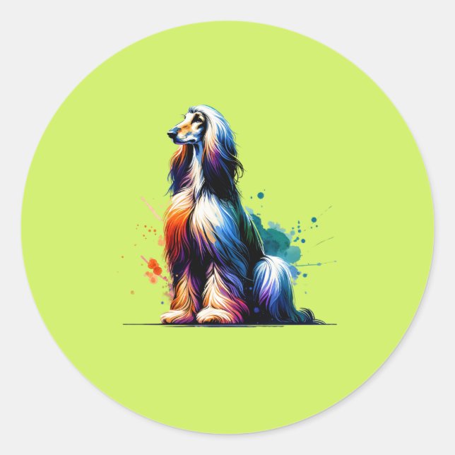 Afghan Hound Runder Aufkleber (Vorderseite)
