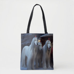 Afghan Hound Schneeschlittenfahrt Weihnachtsdekora Tasche