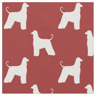 Afghan Hound Silhouetten Rot-Weiß gemustert Stoff