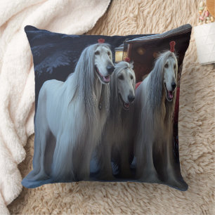 Afghan Hound Snowy Sleigh Ride Weihnachtsdekor Kissen