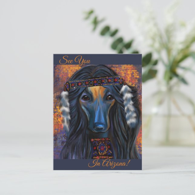 Afghan Hound Southwest Postkarte (Stehend Vorderseite)