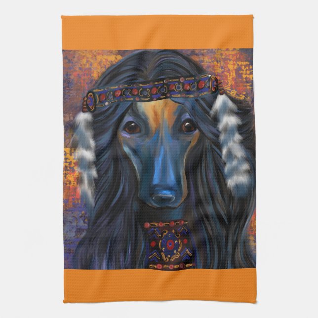 Afghan Hound Southwestern Art Geschirrtuch (Vertikal)