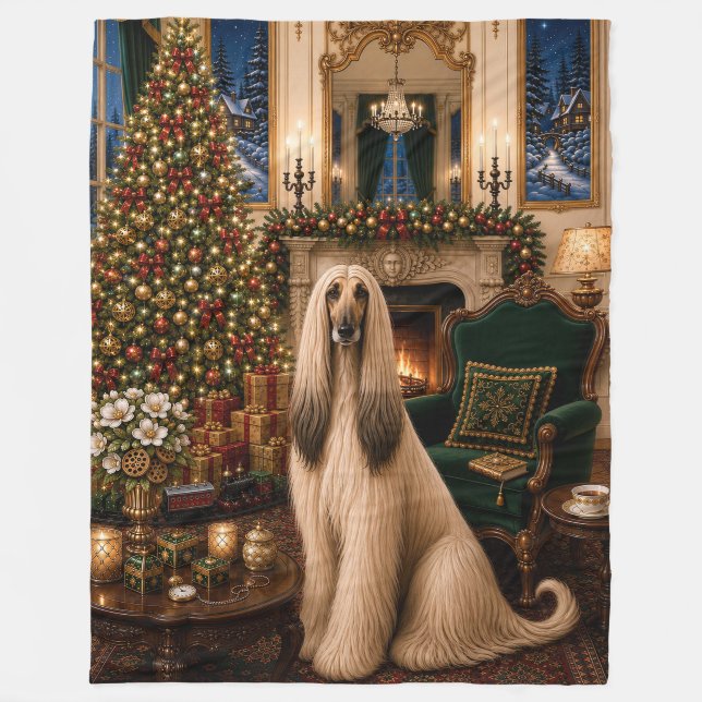Afghan Hound Urlaub Fleecedecke (Vorderseite)